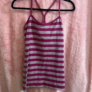 Lululemon Women Size 8 Power Y Rainbow tank top shelf bra yoga athletic b12